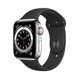 Apple Watch Series 6 (2020) GPS + mobilná sieť 44 mm - Hliníková Strieborná - Sport band Čierna