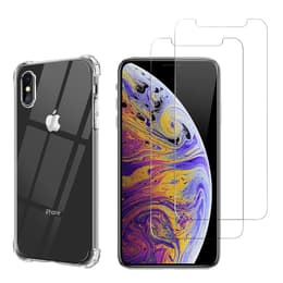 Obal iPhone XS MAX a 2 ochranna obrazovky - TPU - Priehľadná