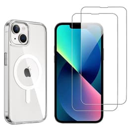 Obal iPhone 14 a 2 ochranna obrazovky - TPU - Priehľadná