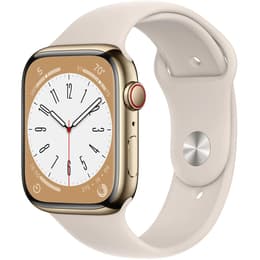 Apple Watch Series 8 (2022) GPS + mobilná sieť 41 mm - Nerezová Zlatá - Sport band Starlight