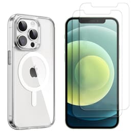 Obal iPhone 12 Pro Max a 2 ochranna obrazovky - TPU - Priehľadná