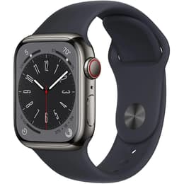 Apple Watch Series 8 (2022) GPS + mobilná sieť 41 mm - Nerezová Strieborná - Sport band Čierna