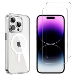 Obal iPhone 15 Pro a 2 ochranna obrazovky - TPU - Priehľadná